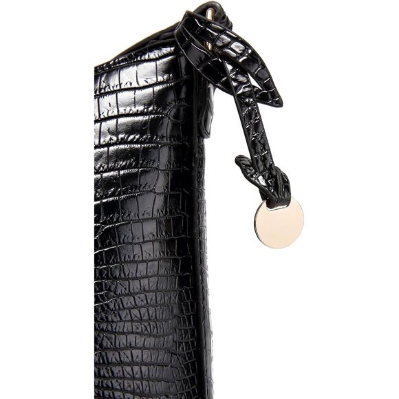 Women Crocodile PU Leather Shoulder Bag Compact Crossbody Purse with Metal Clasp - Picture 4 of 9